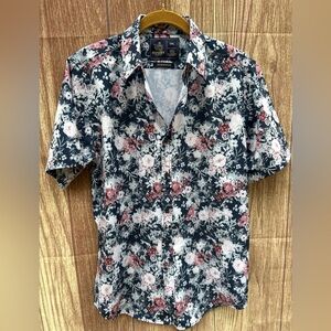 Rugby University men’s s floral button up polo Hawaiian shirt